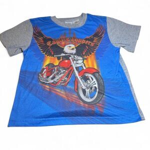 Boys Simply Basic Eagle Choppers PJ Shirt & Short Set 12/14 Y2K Motorcycle Retro